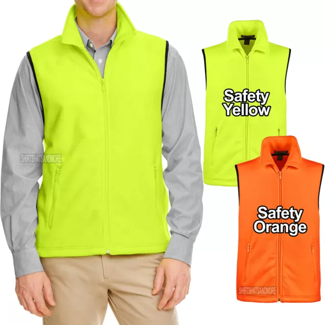 BIG MENS POLAR Fleece Vest Safety Yellow Orange Sleeveless Jacket XL 2X ...