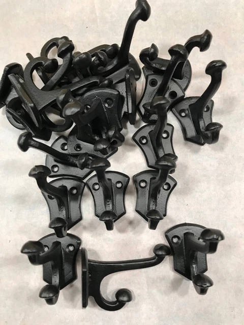 LOT  of TWENTY  (20) Small Black Cast Iron Hall Tree Coat  Hat Hooks 