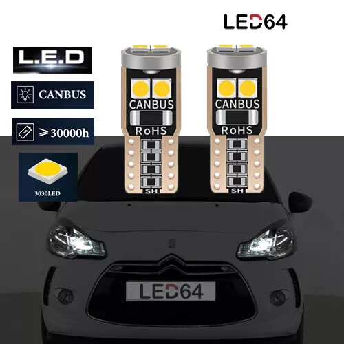2 ampoules LED Feux de position / Veilleuses Blanc pour Citroën DS3