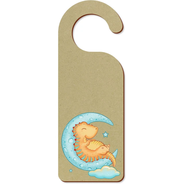 'Dinosaurio dormido en la luna' 200 mm x 72 mm colgador de puerta (DH00034825)