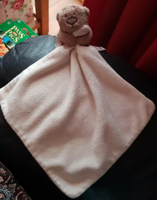 George Asda Cream & Brown Teddy Bear Comforter Blankie Blanket Soft Toy DOUDOU