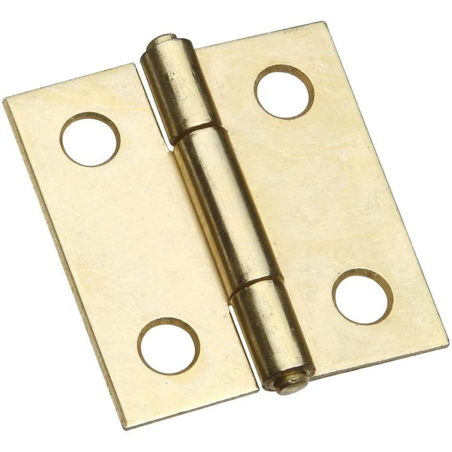 Lot of 2 National Hardware Non-Removable Pin Hinges in Brass 2 pack N146-068