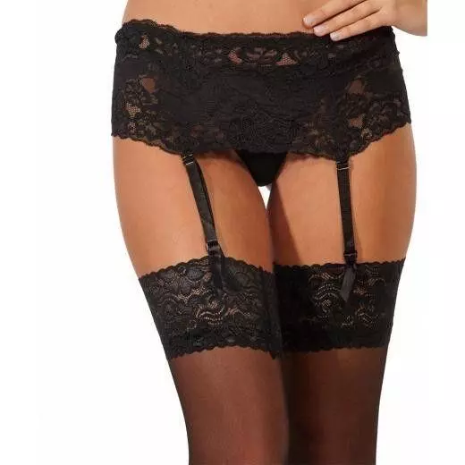 Wide Lace Suspender Belt For Stockings Silky Lingerie Deep 6" 3 Colours 5 Sizes