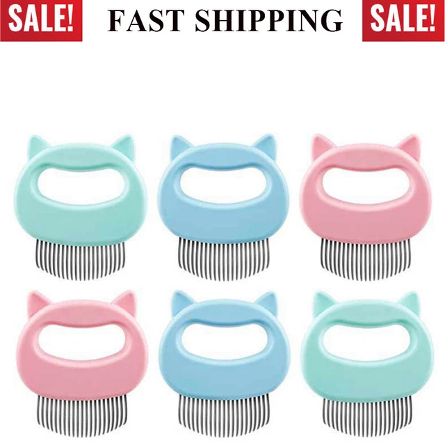 Pet Cat Portable Shell Shaped Comb Massage Brush Handle Grooming Hair Remover