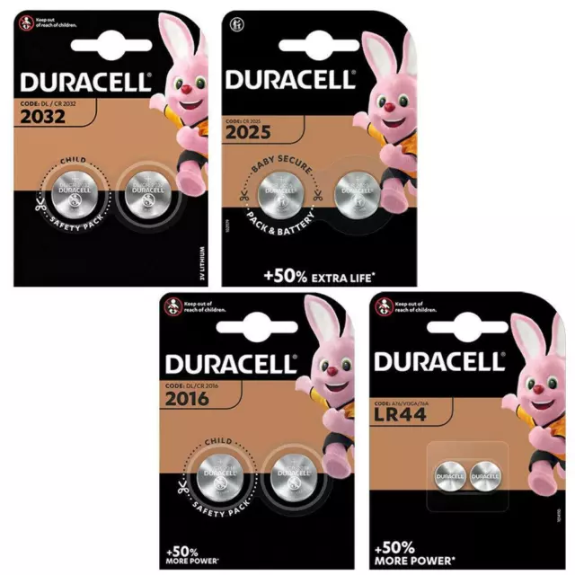 DURACELL CR2032, 2025, 2016, LR44 Battery Coin Cell Button 3v Lithium Batteries