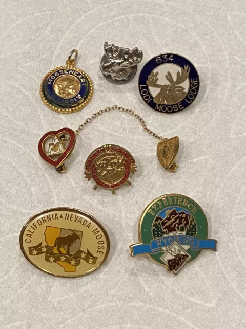 Vintage Loyal Order Of Moose Lodge Fraternal Pins & Pendant Mixed Lot