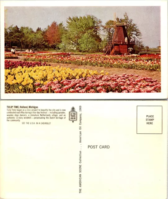 Michigan Holland Tulip Time Festival Netherlands Dutch Windmill Vintage Postcard