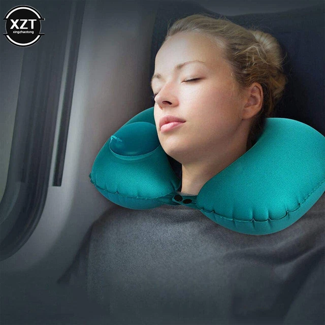 Inflatable Air Travel Pillow H Shape Airplane Neck Head Chin Cushion Office Nap