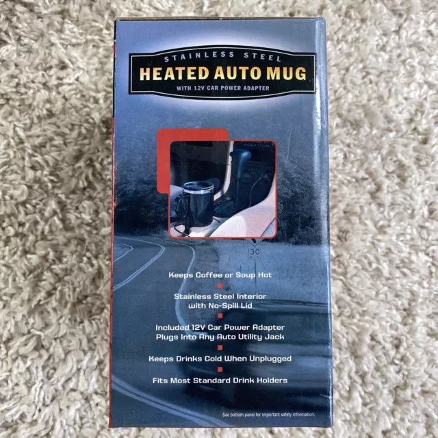 Heated Auto Mug Stainless Steel Travel Mug 14oz with 12V Car Power Adapter 2
