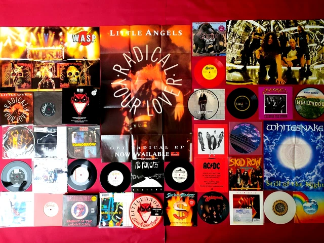 Job lot collection Heavy Metal 7" vinyl ac/dc Kiss Wasp Promo Tendencies Rock