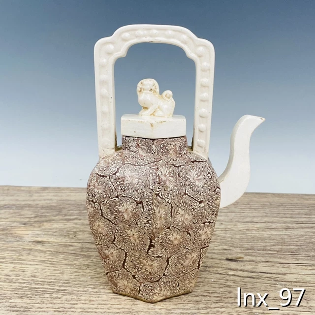 9.2" China old porcelain glue fetus glaze mark Boutique Tiliang Tea kettle