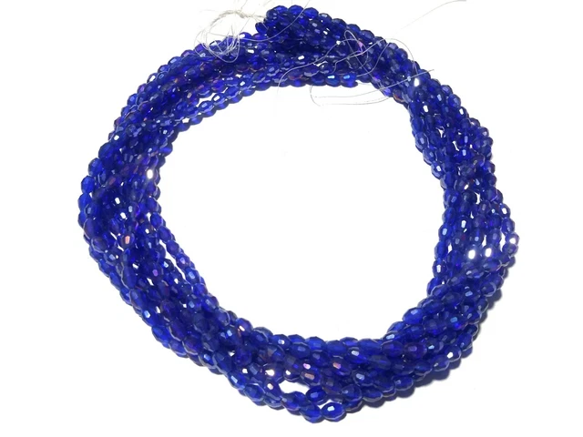 5 Strand Mystic Blue Quartz Barrel Faceted 4x6mm Quartz Loose Beads 13"inch
