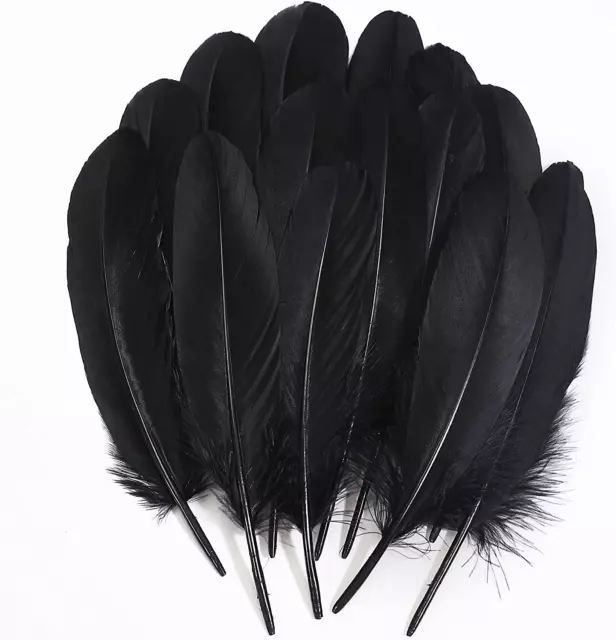 Plumas Negras Artesanales al Por Mayor de Ganso Reales para Decoraciones DIY