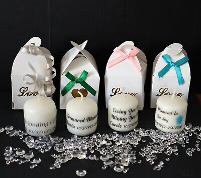 Candle & Personalised Tag Favours Funeral DIY Organza bag 30 Remembrance 