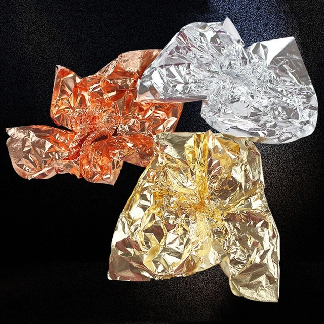 Hojas de papel artesanal de oro dorado 14 * 14 cm cobre 100 hojas de papel de plata hágalo usted mismo