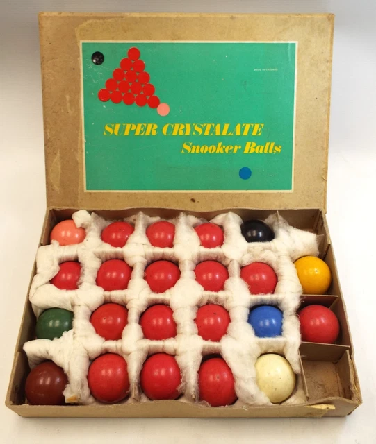 VINTAGE SET OF 22 'Super Crystalate' SNOOKER BALLS BOXED - B50