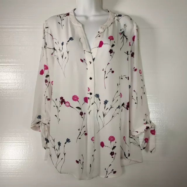 Ivanka Trump Floral Blouse Women’s Multicolor 3/4 Sleeve Floral Top Size L