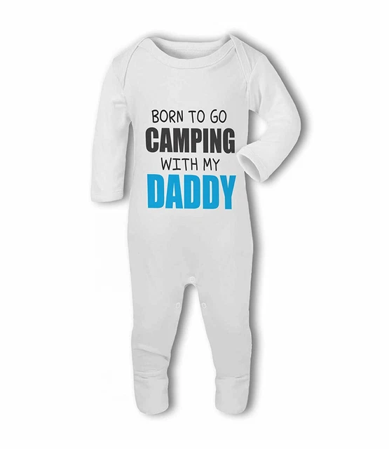 Born to go Camping with my Daddy/Mummy pink/blue - Baby Romper Suit by BWW Pr...