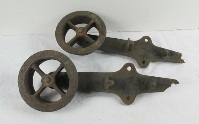 Original Pair of Antique barn door Rollers Medina NY damaged 1881