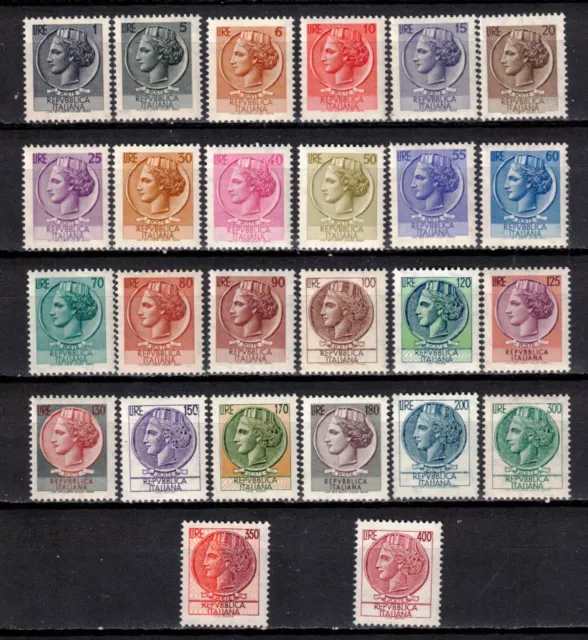 s46856 ITALIA MNH 1968/77 Italia Turrita Stelle fluorescente def. Completa 26v