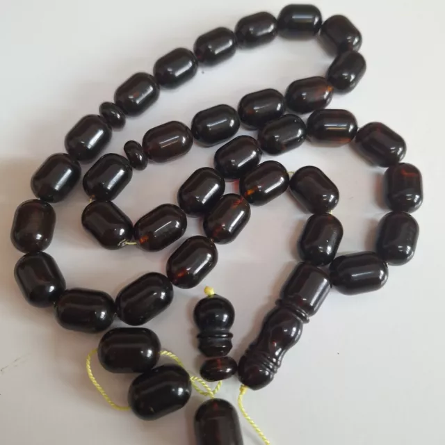 ☀️Natural Baltic Amber Islamic Prayer Beads Misbaha Tasbih Rosary 80g Pressed☀️