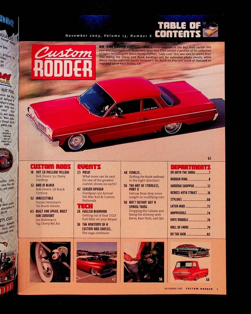 CUSTOM RODDER MAGAZINE November 2003 Hot Rod Bob Dron Cars Chevrolet