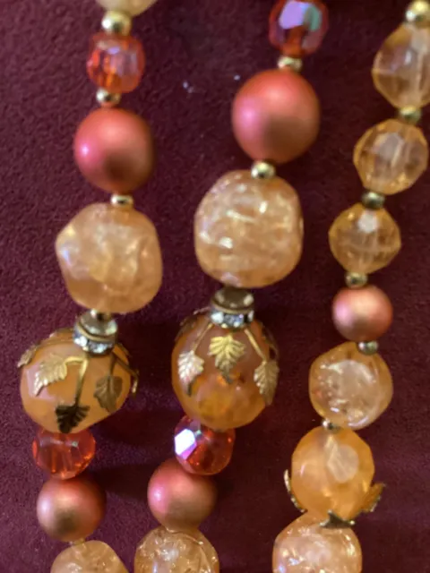 SARAH COVENTRY FALL Necklace Gold leaves Amber and Copper Beads $26.00 ...