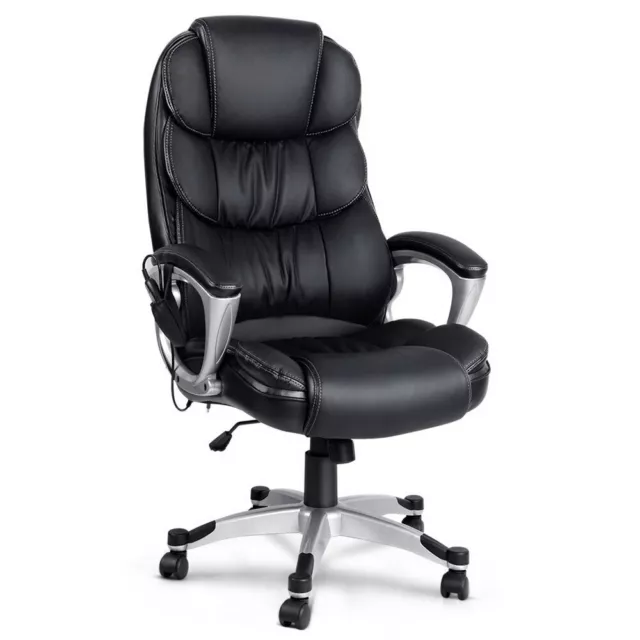 Artiss 8 Point Heated Massage Office Chair Vibration Executive Computer Black