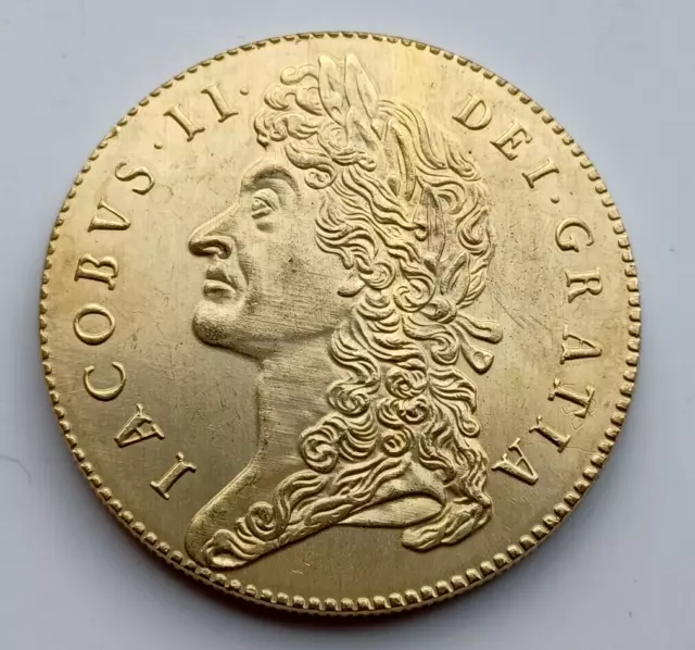 1688 James ll Five Guineas,  Beautifully Gold Plated,  Original Size.