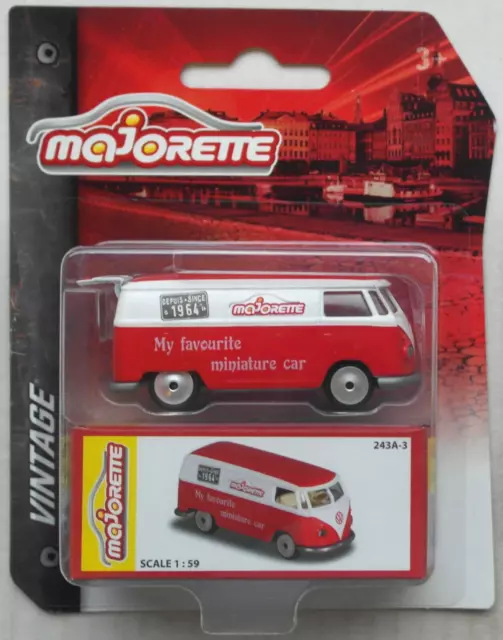 Majorette Vintage VW Bus T1 Kasten rot/weiß My favourite miniature car Neu/OVP