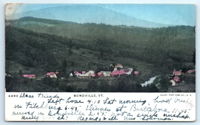 POSTCARD Bondville Vermont Bird's-Eye View 1912