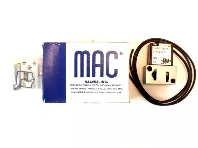 NIB MAC Valves 181B-221BA Solenoid Valve:  1/8”NPTF, 24VDC