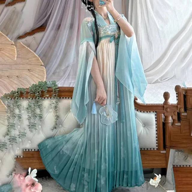 Chinese Vintage Hanfu Dress Set Women Elegant Princess Dress Cosplay Stage Robes