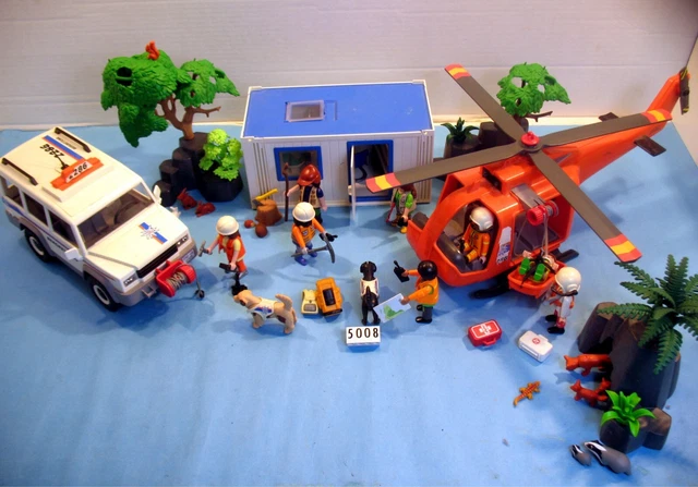Playmobil Réf 5008 - Sauvetage En Montagne - 4x4, Hélico, Cabane Et 8 Pers.
