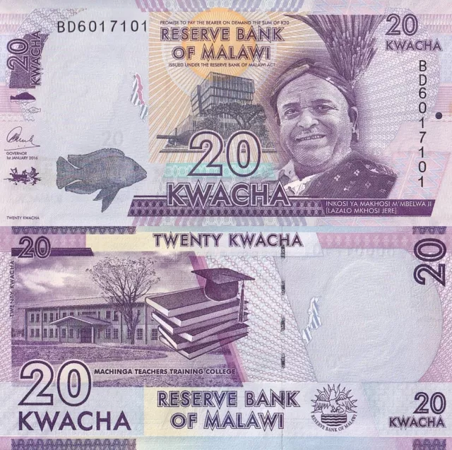 Malawi 20 Kwacha 2016 P 63c UNC