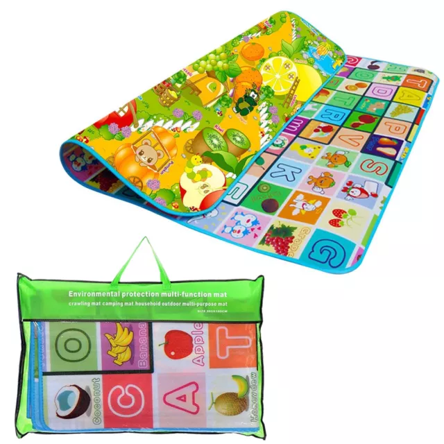 2 Side Crawling Kids Educational Play Mat Game,Soft Foam Picnic Carpet 200X180Cm
