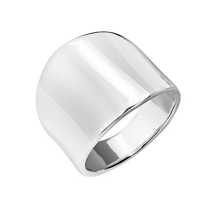 Simply Stylish Wide Front Band Solid Sterling Silver Ring - 11