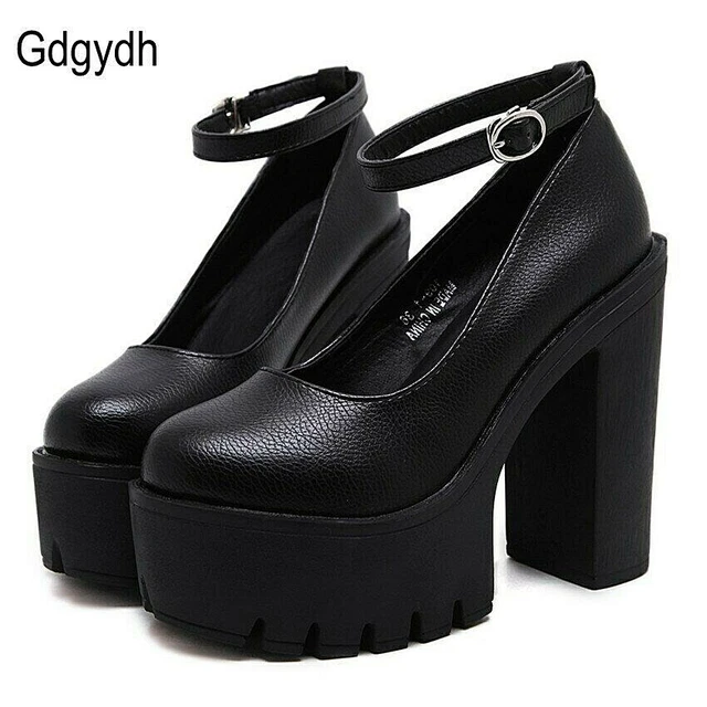 Chaussures Escarpins Femme à Plateforme et Talons Hauts Noires ou Blanches 35-42