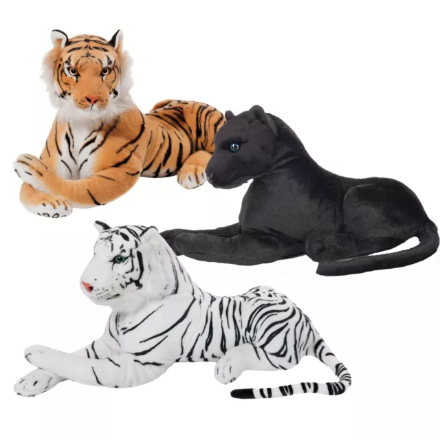 BRUBAKER Peluche Doudou 45 cm Tigre Blanco ou Maronne Panthère Noir Nounours