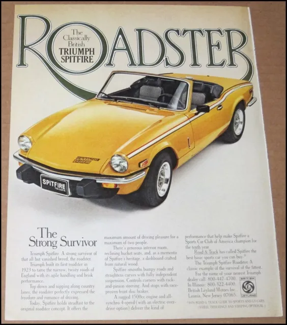 1978 British Triumph Spitfire Roadster Car Print Ad Advertisement Crown Royal