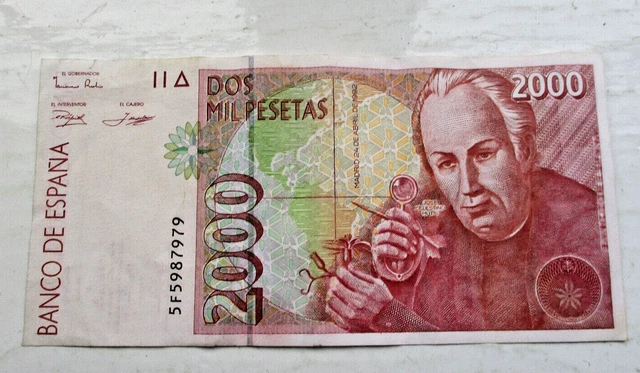 1992 / Banco De España, SPAIN - 2000 (Dos Mil) Pesetas Banknote, No. 5F 5987979