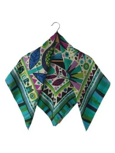 HERMES Scarf Silk Green All over the top Ladies