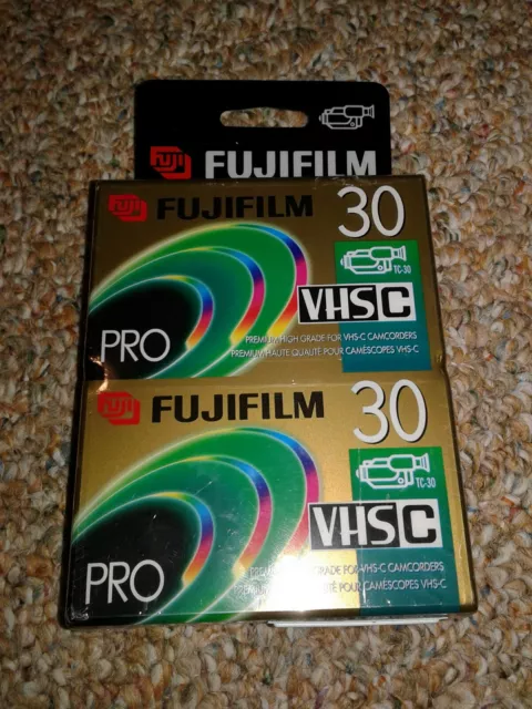 2 Video Cassette Tapes VHS-C Pro Premium High Grade Fujifilm TC-30