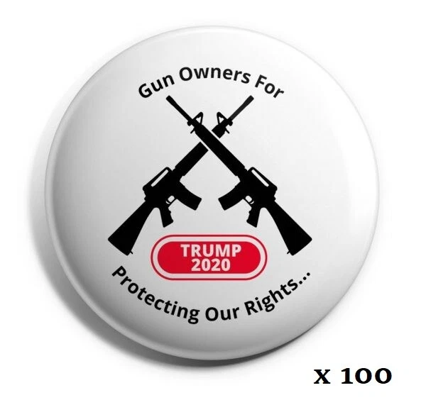 Trump 2020 Buttons: "Gun Owners for Trump" - (White) Wholesale Lot of 100