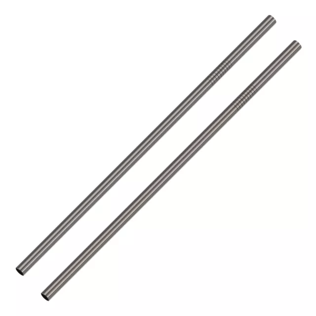 Reusable Metal Straws 2Pcs, Straight Drinking Straw 10.5" x 0.3" - Black