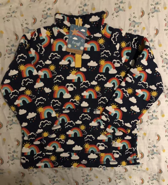 Frugi NUOVA CON ETICHETTE 3-4 anni indaco cielo arcobaleno pile coccolato