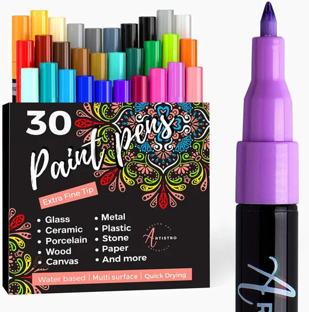 30 Artistro Paint Pens for Rock Painting Stone Ceramic Glass Acrylic Markers AU