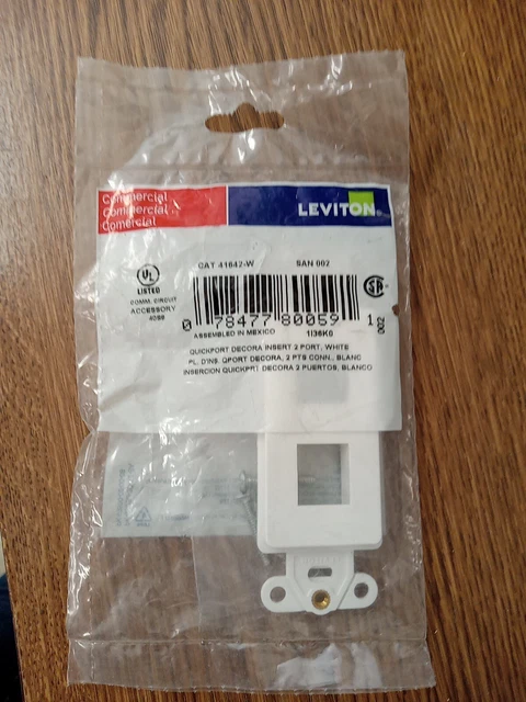 Leviton 41642-W QuickPort Decora Insert, 2-Port, White. New