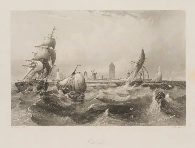 PAYNE (*1812) nach CARSE (19.Jhd), Seegang vor Ostende, Belgien, Sst. Romantik