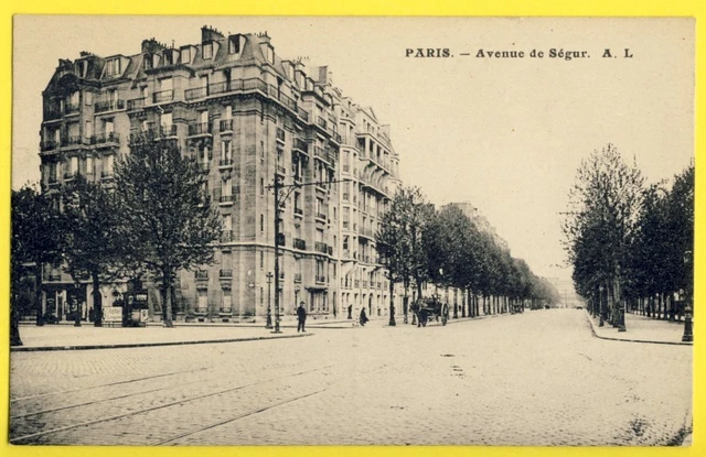 cpa Rare 75 - PARIS vers 1910 Avenue de SÉGUR Attelage